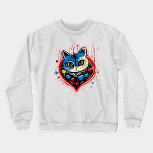 cute cat in heart artwork for cat lover gift idea pet owner Crewneck Sweatshirt